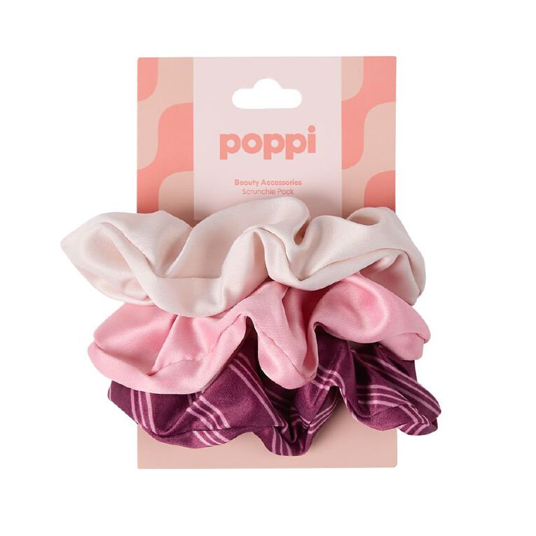 Poppi Scrunchies Burgundy 3 Pack, , hi-res
