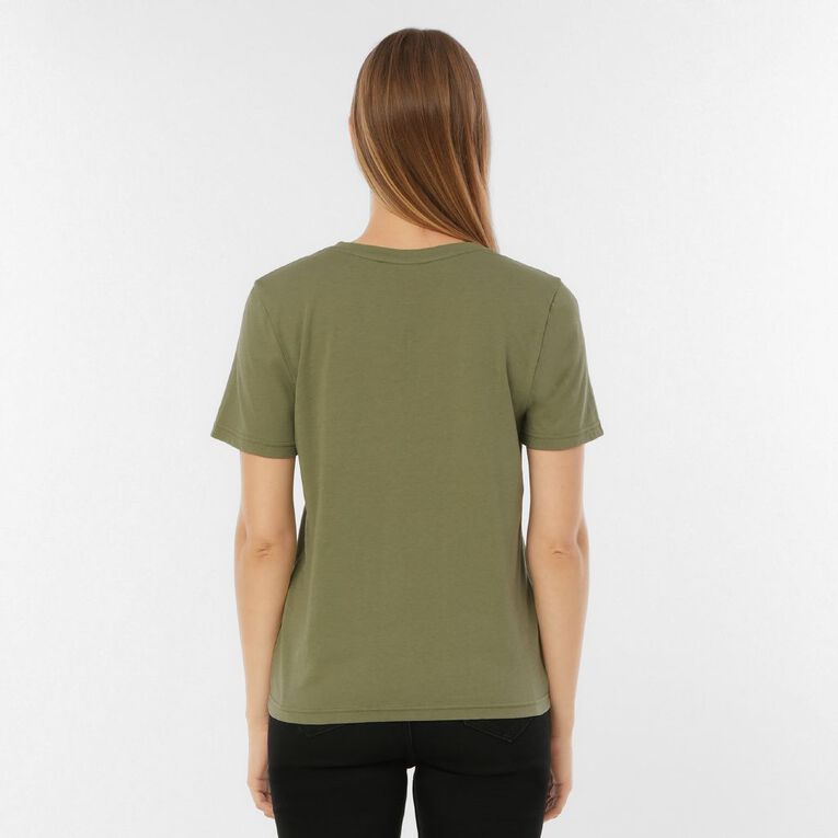 H&H Women's Short Sleeve Cotton V-Neck Tee, Green Light, hi-res