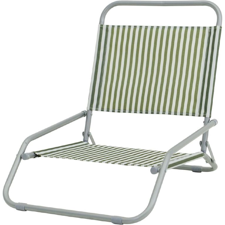Living & Co Lowfold Beach Chair Green Stripe, , hi-res