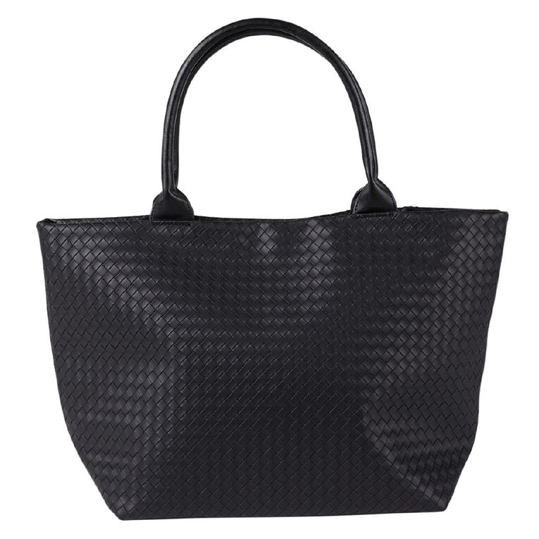 H&H Women's Woven Tote Bag, Black, hi-res