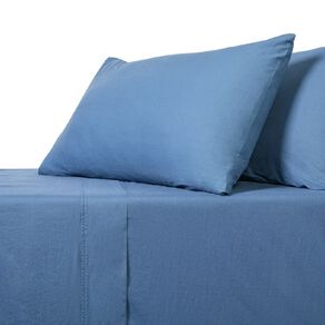 Living & Co 100% Washed Cotton Sheet Set Navy Single