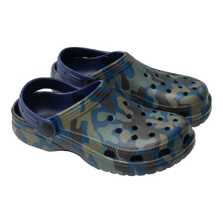 Young Original Junior Kids' Printed Frog Clog Shoes, Blue, hi-res