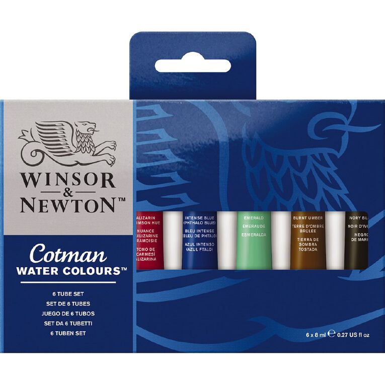Winsor & Newton Cotman Water Colour Set of 6 8ml Tubes Multi-Coloured, , hi-res