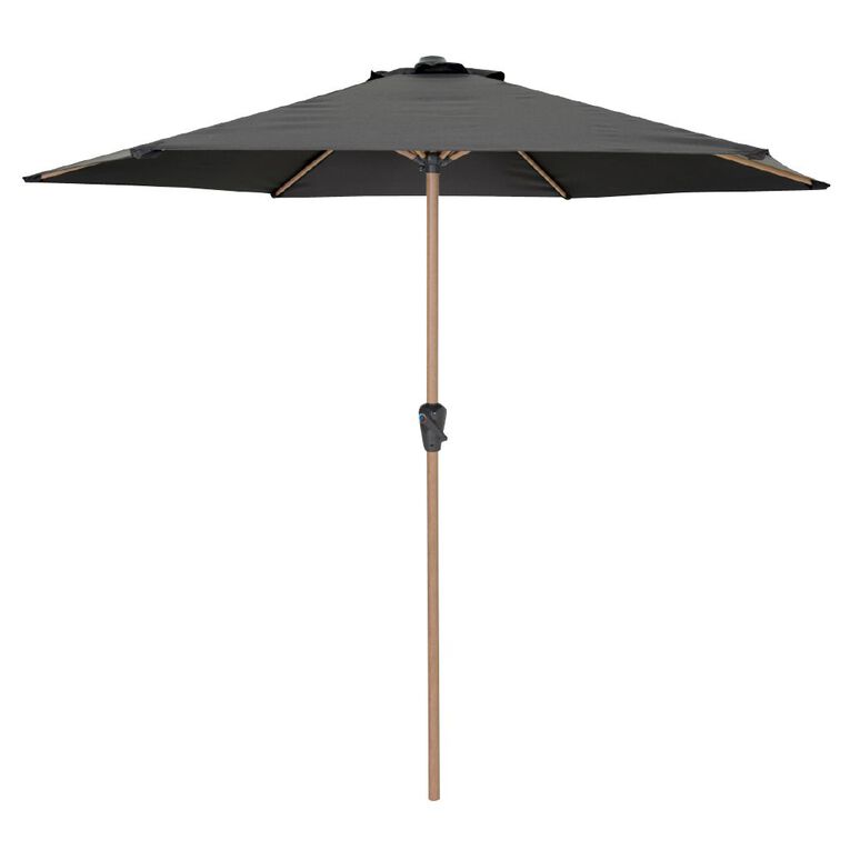 Living & Co Market Umbrella Wood Look Black, , hi-res