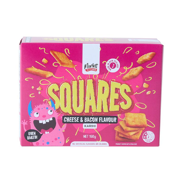 Market Kitchen Squares Cheese & Bacon 160g, , hi-res