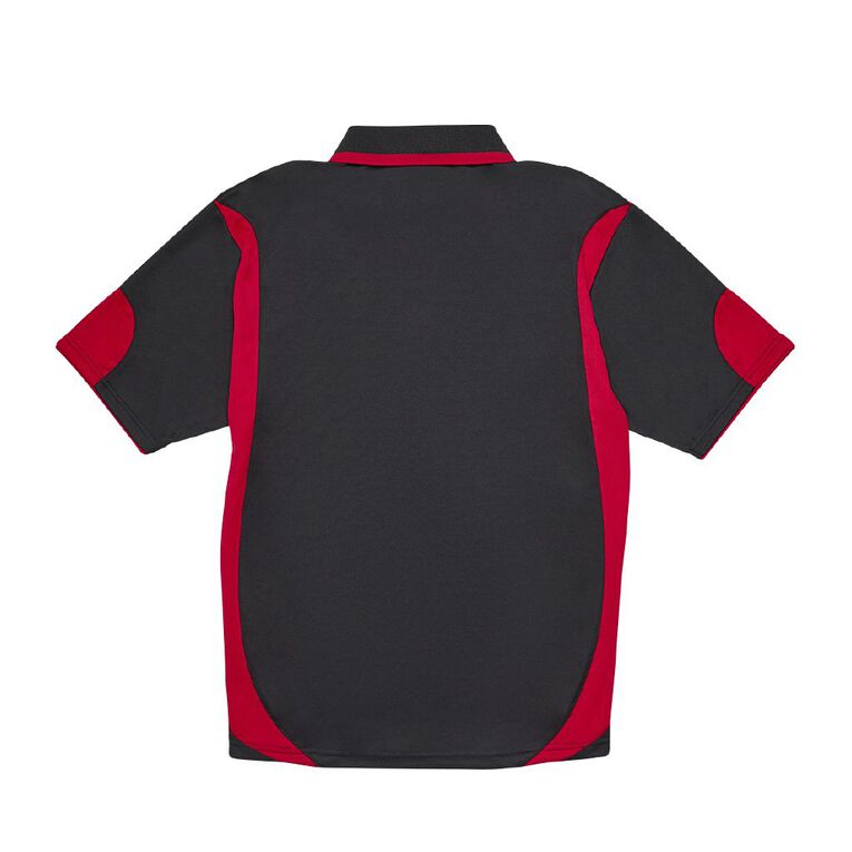Schooltex Parkview Parua Short Sleeve Polo with Badge, Black/Red, hi-res