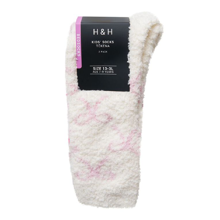 H&H Girls' Bedsocks 2 Pack, Pink Light, hi-res