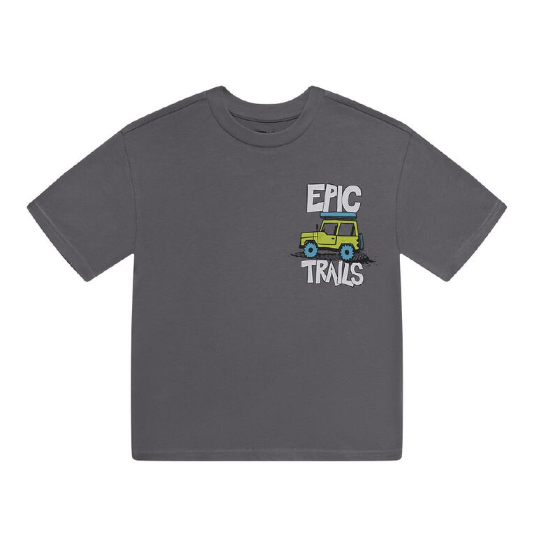 Young Original Short Sleeve Relaxed Print Tee, Grey Mid, hi-res