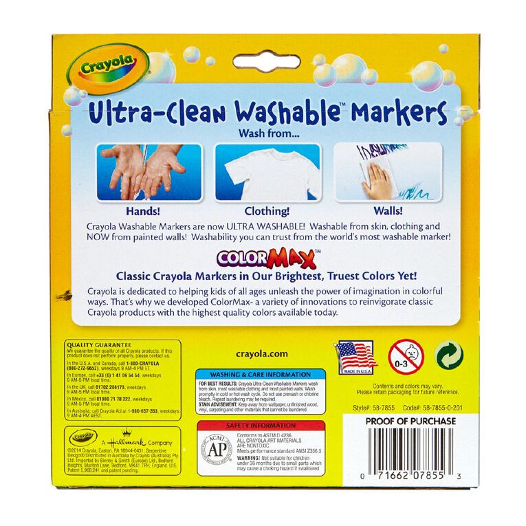 Crayola Washable Markers Bright 10 Pack Assorted, , hi-res
