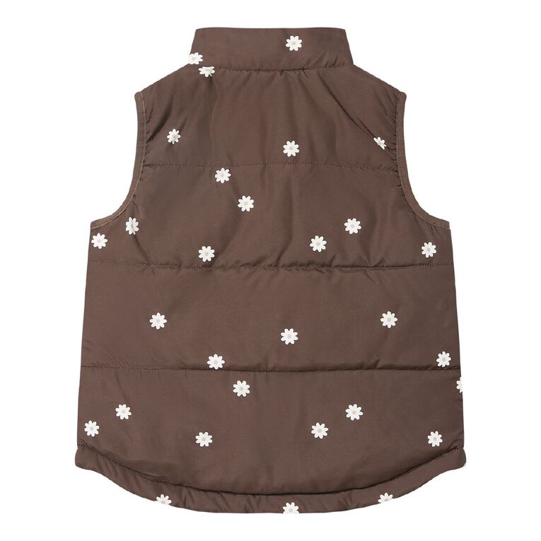 Young Original Toddler Foil Print Puffer Vest, Brown Dark, hi-res