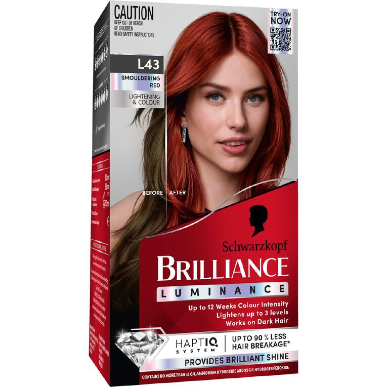 Schwarzkopf Brilliance Hair Colour Smouldering Red L43, , hi-res