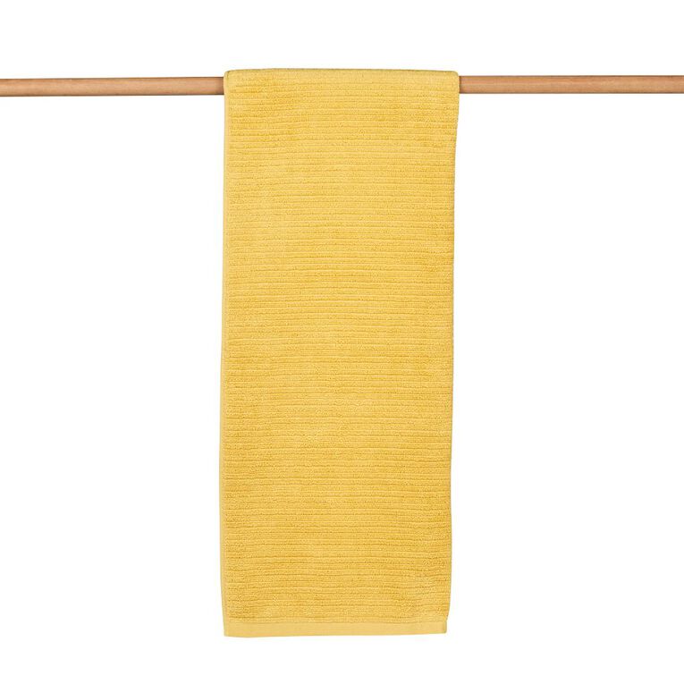 Living & Co Ribbed Spa Towel Yellow 90cm x 150cm, , hi-res