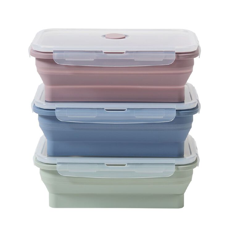 Living & Co Silicone Collapsible Containers 1.2L 3 Pack, , hi-res