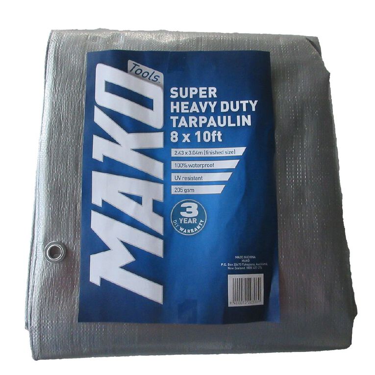 Mako Tarpaulin Silver/Black 205gsm 8ft x 10ft, , hi-res