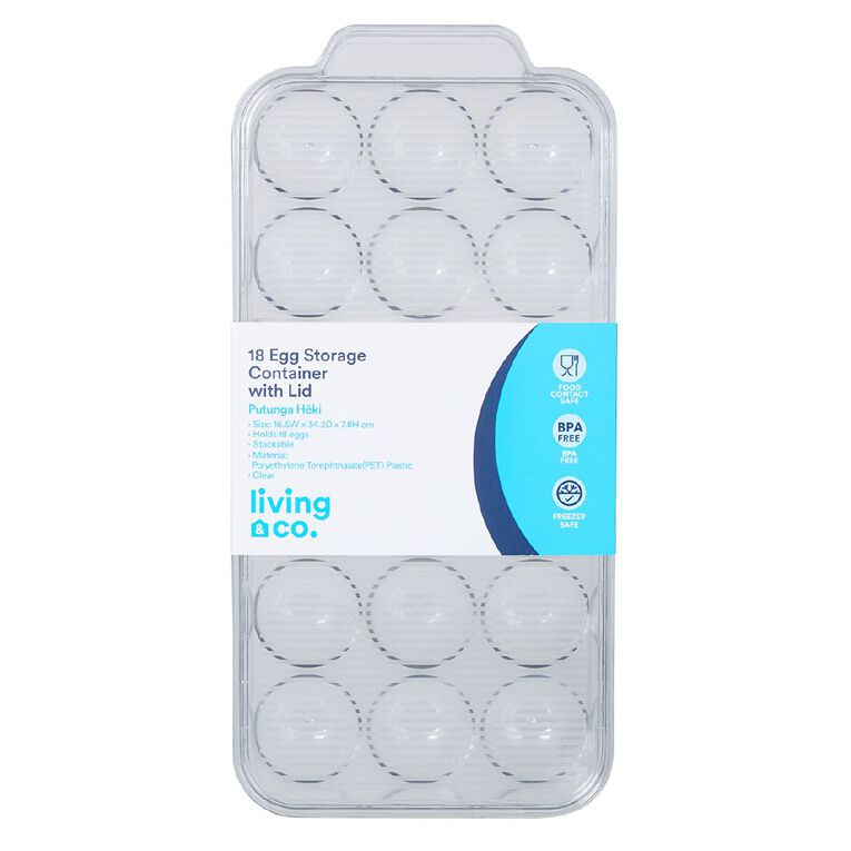 Living & Co 18 Egg Storage Container With Lid Clear, , hi-res