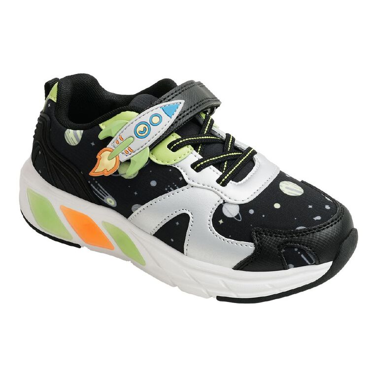 Active Intent Senior Kids' Space Light Up Sneakers, Black, hi-res