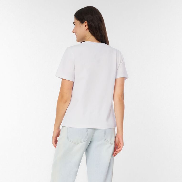 H&H Women's Button Tee, White, hi-res