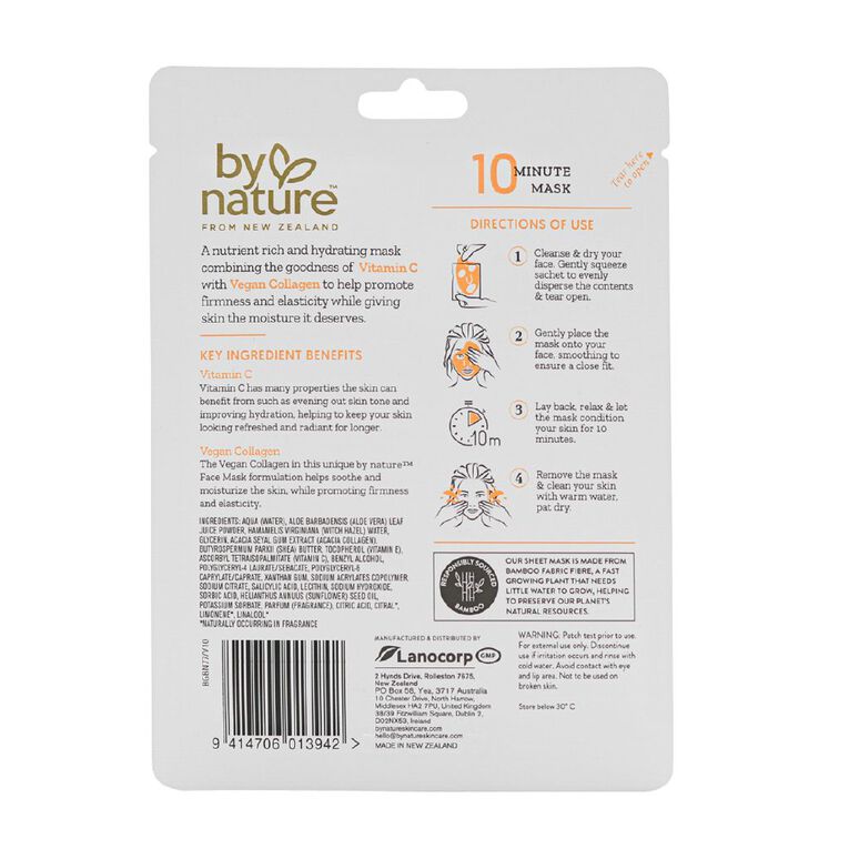 By Nature Vitamin C & Collagen Hydrating Mask 25g, , hi-res