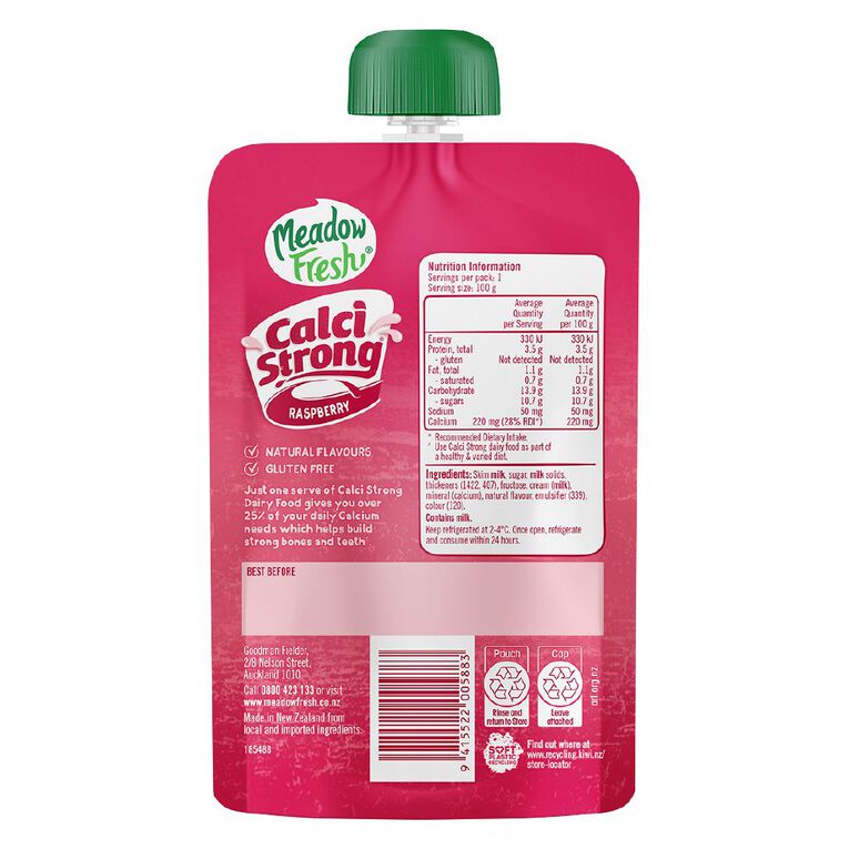 Meadow Fresh Calci Strong Dairy Food Raspberry 100g, , hi-res