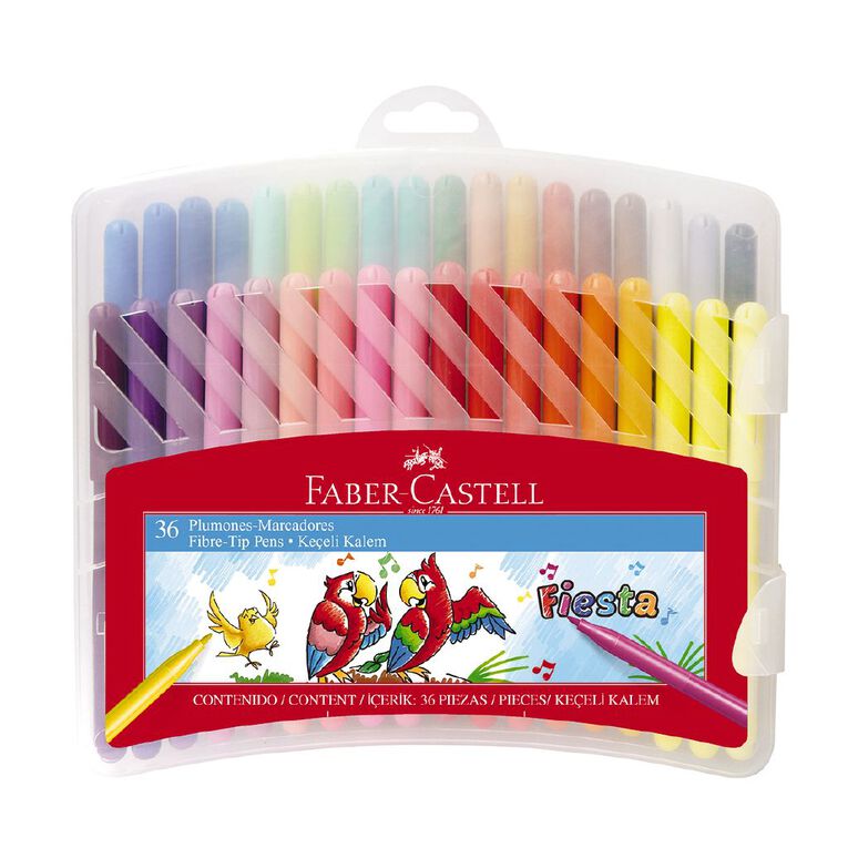 Faber-Castell Fiesta Fibre-tip Pens Plastic Case of 36, , hi-res