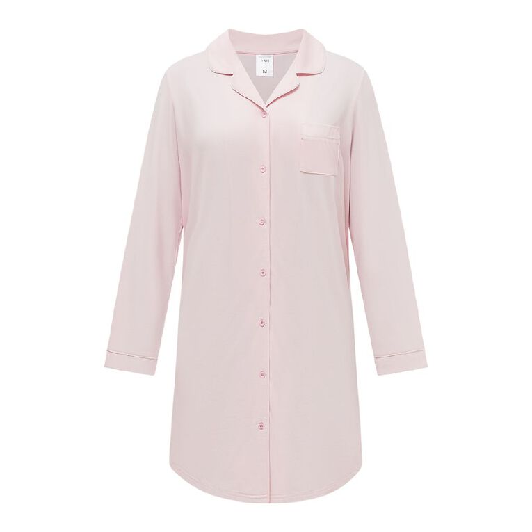 H&H Women's Comfy Button Up Nightie, Pink Light, hi-res