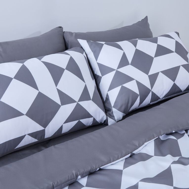 Living & Co 7 Piece Bed in a Bag Geo Grey Queen, , hi-res