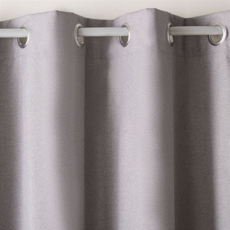 Living & Co Studio Eyelet Curtains Charcoal 230-330cm Wide/205cm Drop, , hi-res