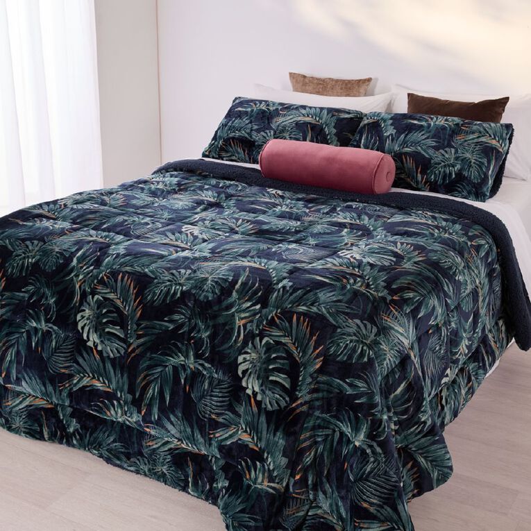 Living & Co 2 Piece Comforter Midnight Forest Multi-Coloured King Single, , hi-res