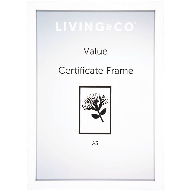 Living & Co Value Certificate Frame 2 Pack White A3, White, hi-res