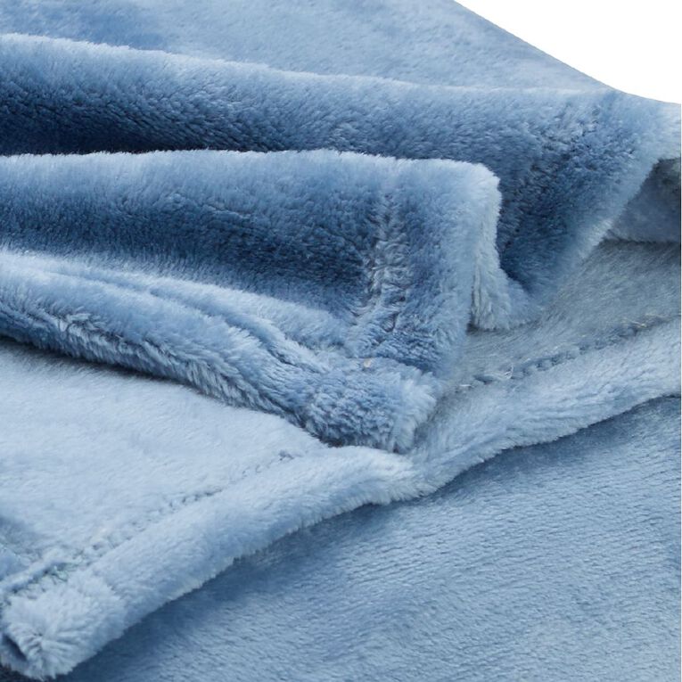 Living & Co Ultra Soft Plush Blanket Blue Queen, , hi-res