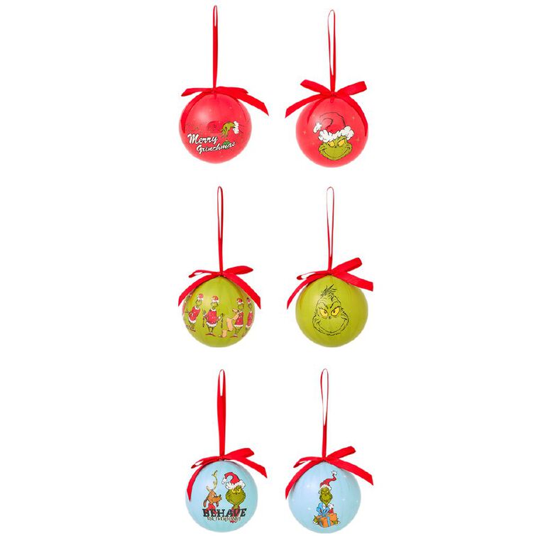Grinch Baubles 6 Pack, , hi-res