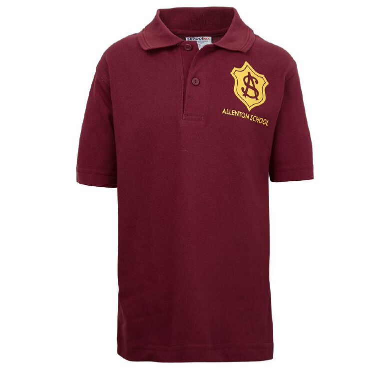 Schooltex Allenton Short Sleeve Polo with Transfer, Burgundy, hi-res