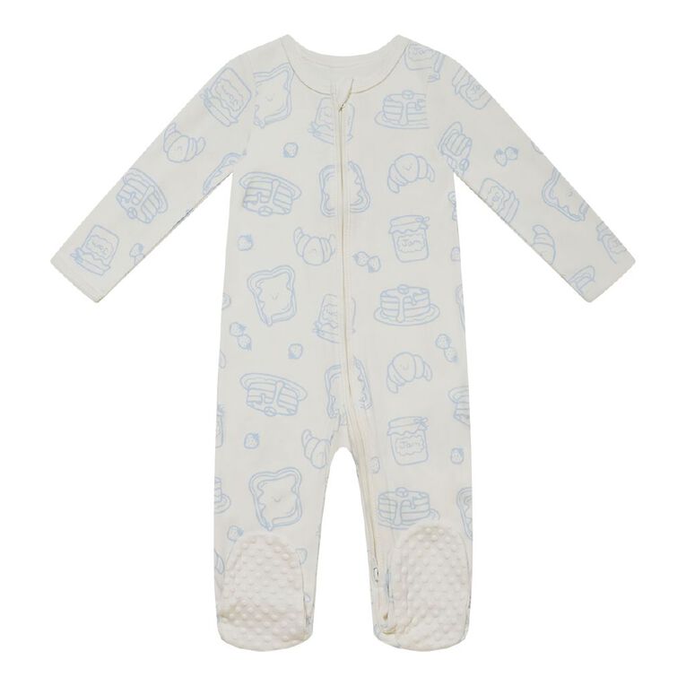 Young Original Babies' Zip-Thru Footed All-in-One, Cream COCONT MLK, hi-res