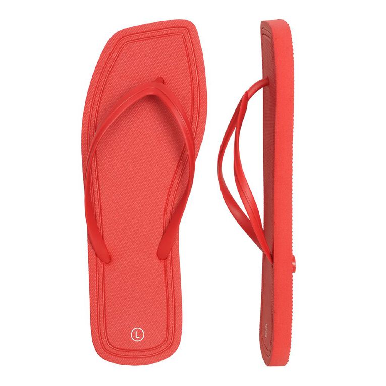 H&H Women's Square Toe Plain Jandals, Red, hi-res
