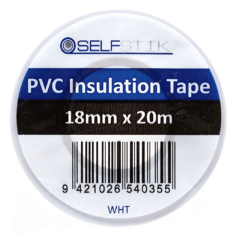 Pomona Insulation Tape PVC Electrical 18mm x 20m White, , hi-res