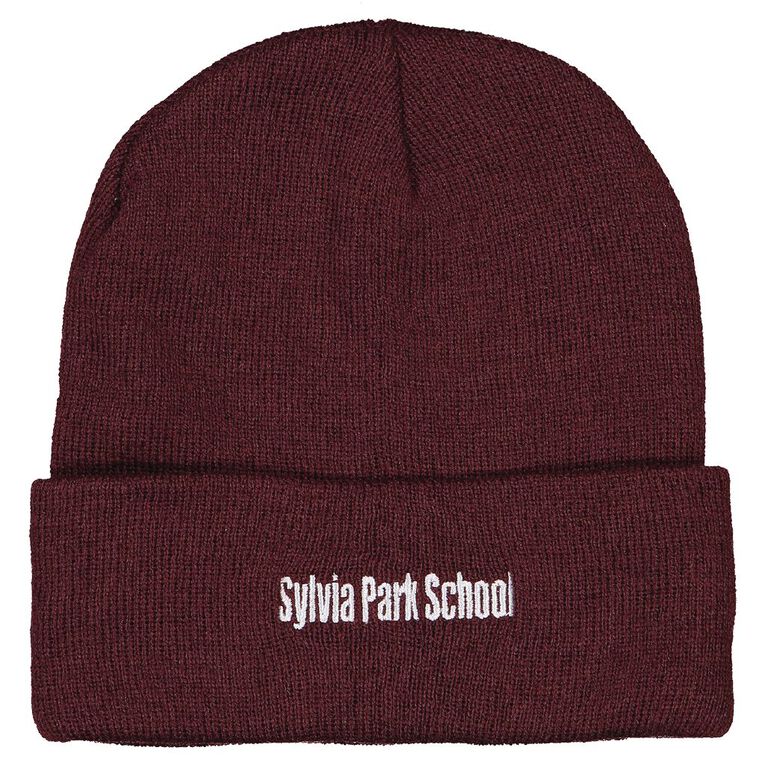 Schooltex Sylvia Park Beanie with Embroidery, Burgundy, hi-res