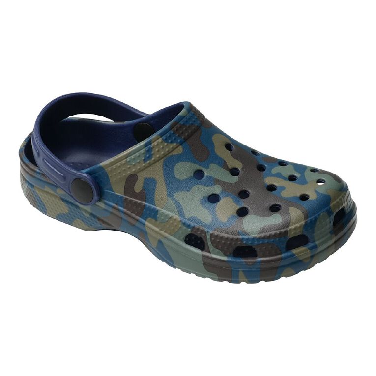 Young Original Junior Kids' Printed Frog Clog Shoes, Blue, hi-res