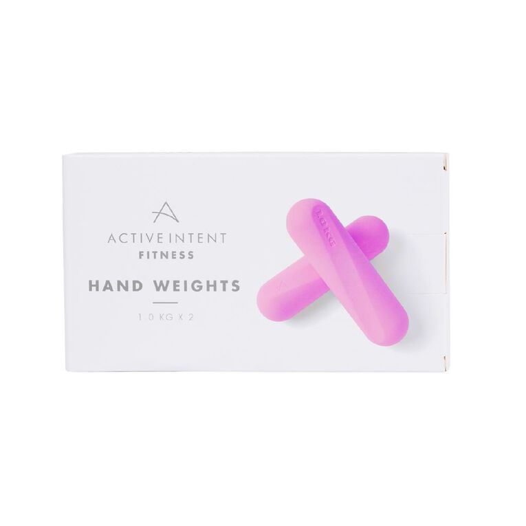 Active Intent Fitness Hand Weights 1kg Pink 2 Pack, , hi-res