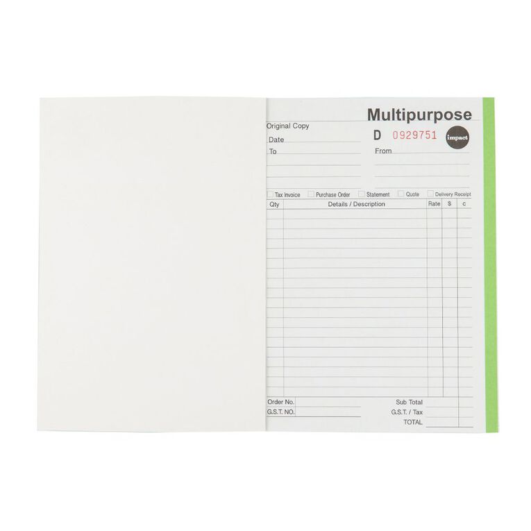 WS Multibook Duplicate NCR 50 Forms Green Mid A5, , hi-res