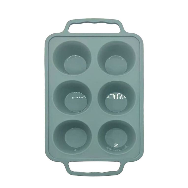Living & Co Silicone Muffin Pan 6 Cup Sage, , hi-res