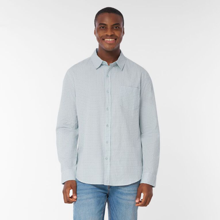 H&H Men's Long Sleeve Dobby Shirt, Blue Light, hi-res