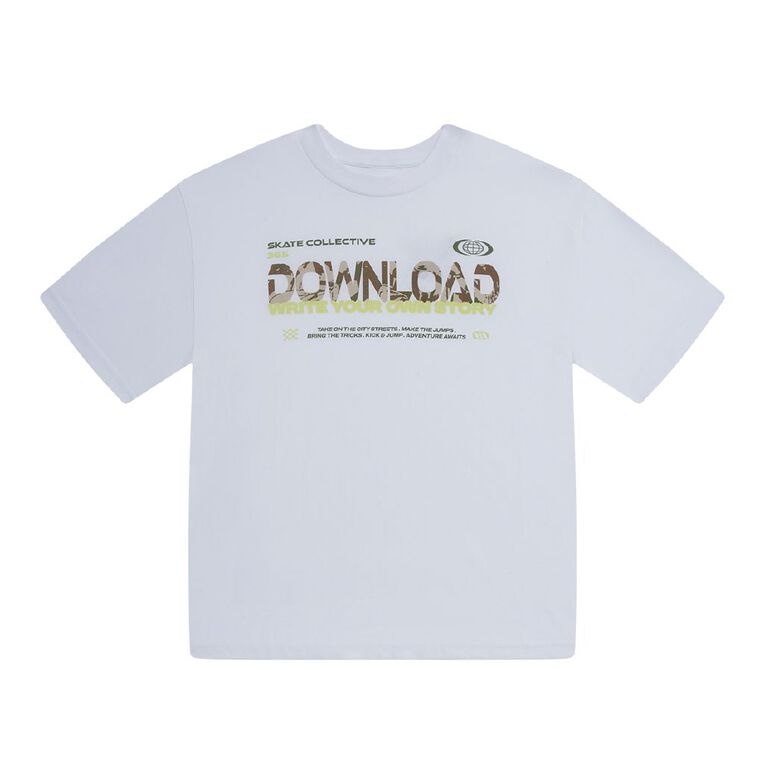 Young Original Short Sleeve Print Tee, White, hi-res