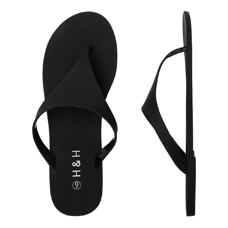 H&H Women's Jelly T Bar Jandals, Black, hi-res