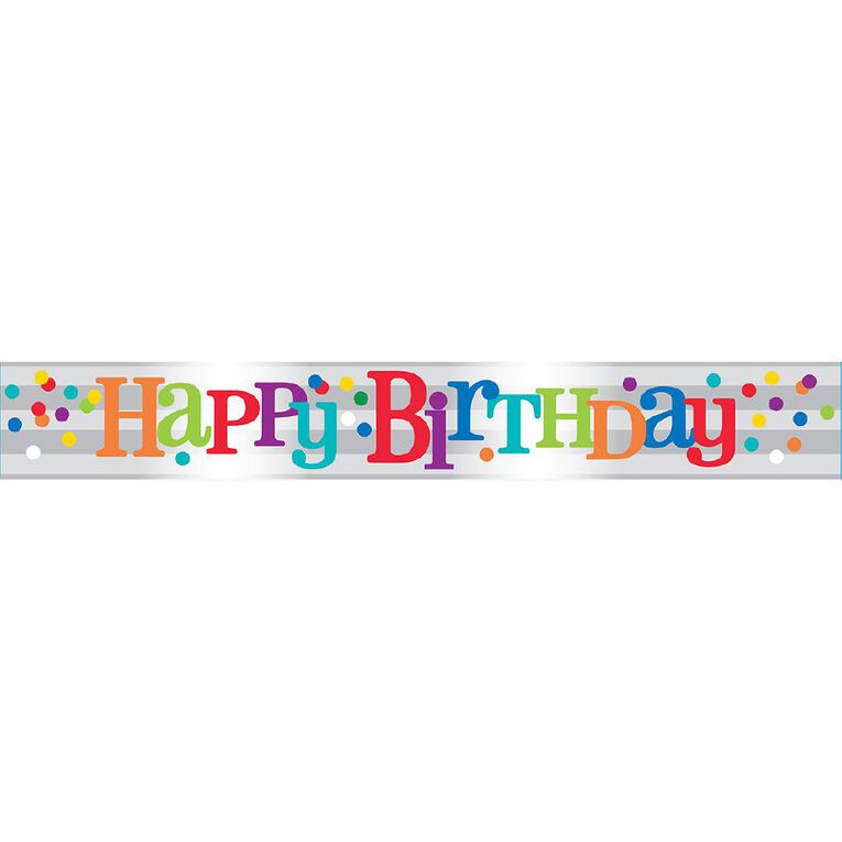 Hoorah Happy Birthday Foil Banner Rainbow 3.6m, , hi-res