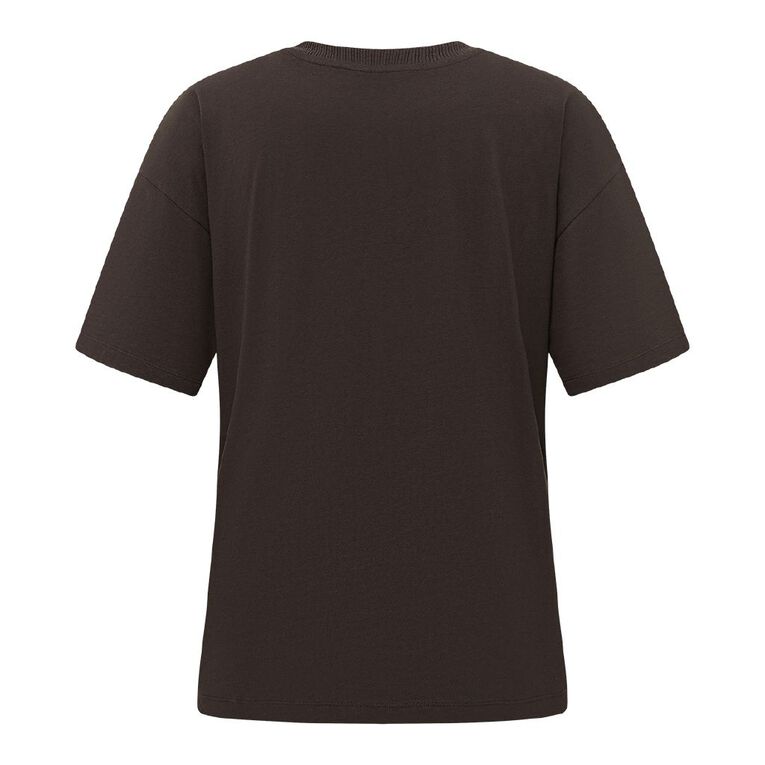 H&H Women's Short Sleeve Boyfriend Graphic Tee, Brown Dark NATURE, hi-res