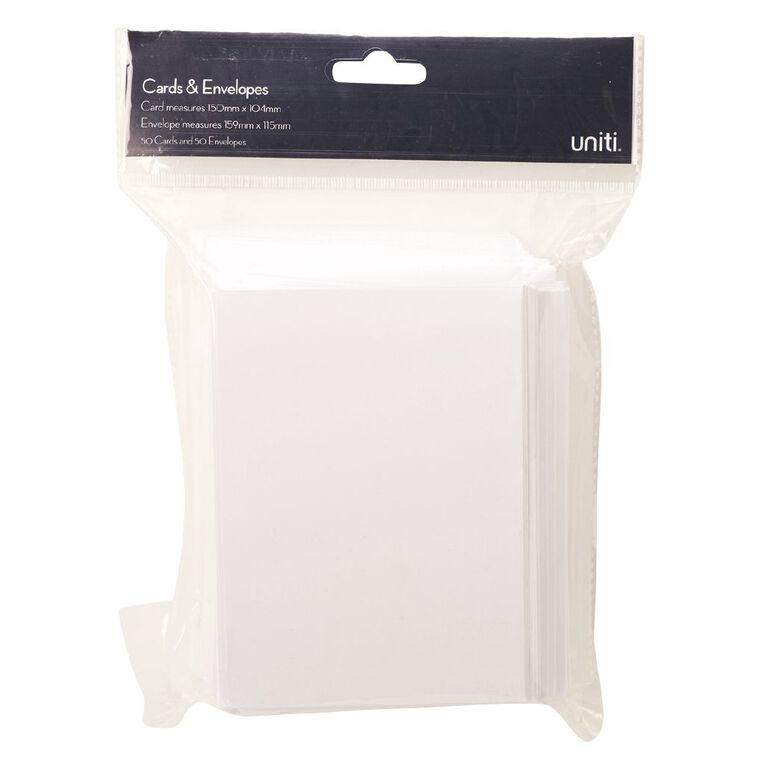 Uniti Cards & Envelopes White 50 Pack, , hi-res