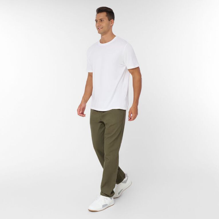 H&H Men's Elastic Waist Linen Blend Pants, Green Mid, hi-res