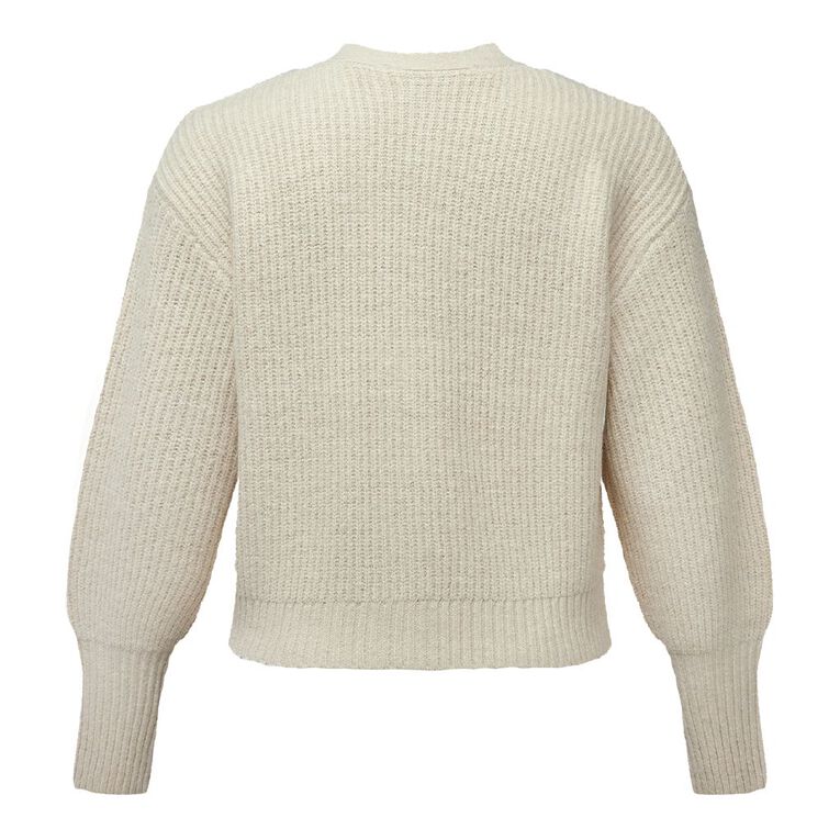 H&H Women's Long Puff Sleeve Cardi, Brown Light, hi-res