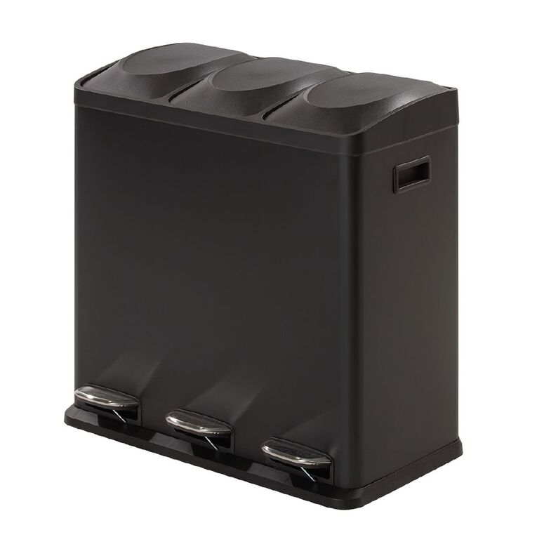 Living & Co 3 Pedal Bin Black 60L, , hi-res
