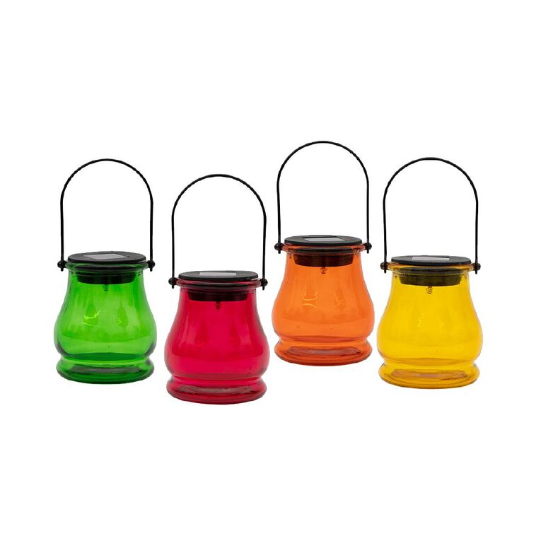 Kiwi Garden Solar Light Colour Glass Jar Assorted 9.7cm, , hi-res